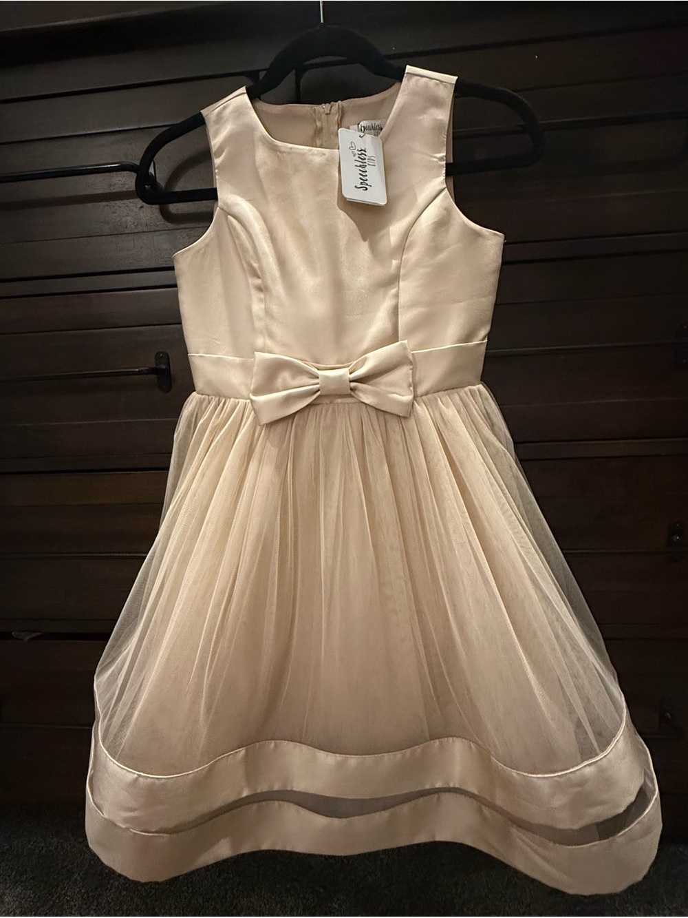 Cream Tulle Bow-Accent Flower Girl Dress